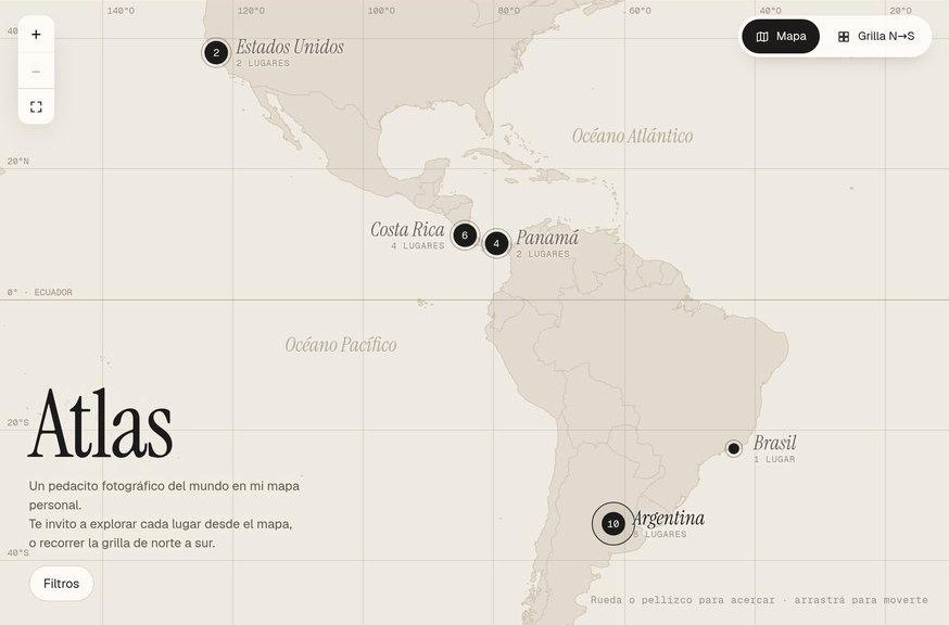 Portada del Atlas: el mapa con las obras por país